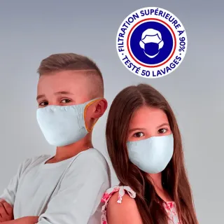 Lot de 2 masques de protection réutilisables enfants UNS1 (6-10ans) LYTESS